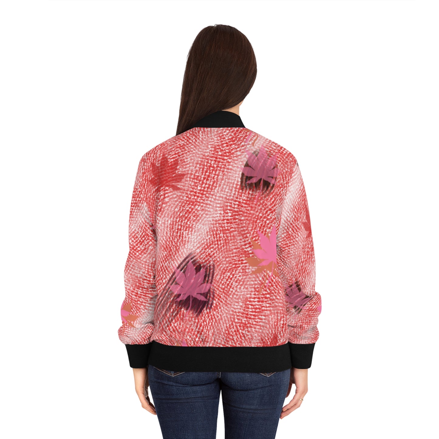 Red Maple Leaf Women's Bomber Jacket (AOP)