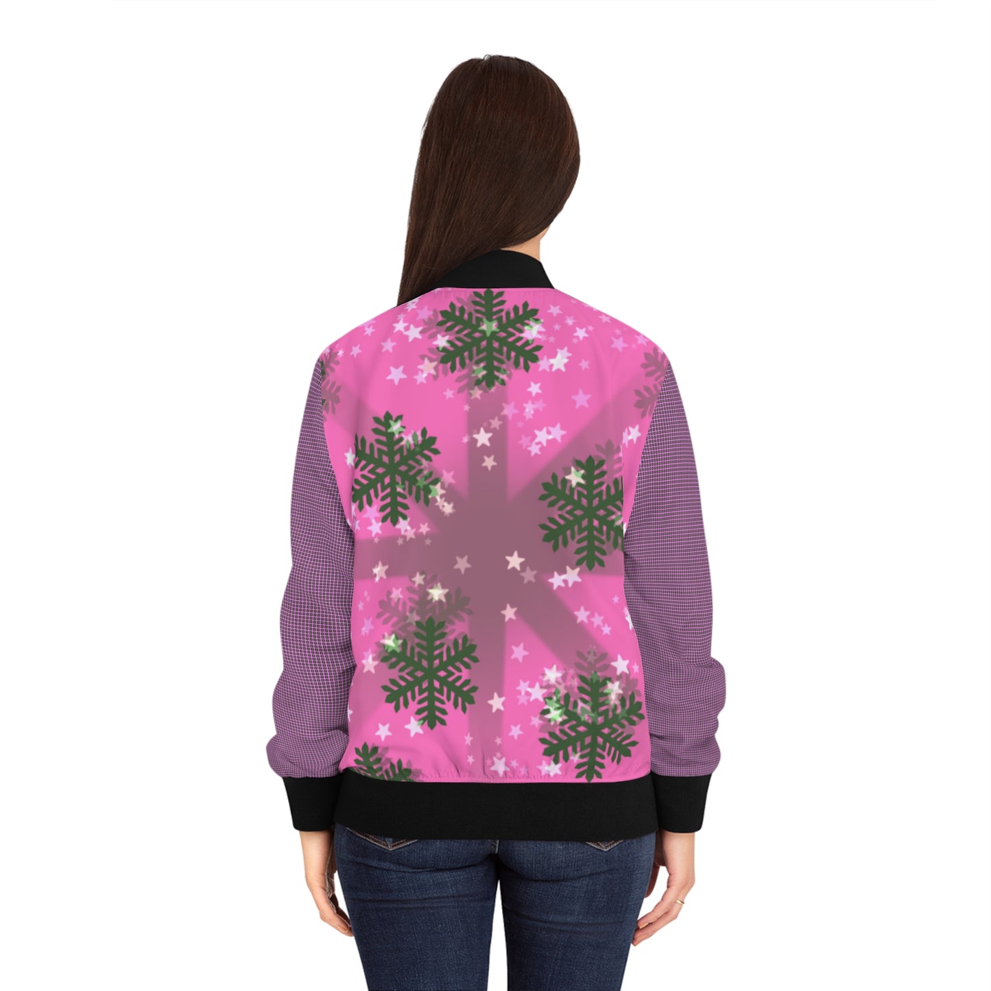 Green Winter Women's Bomber Jacket (AOP)