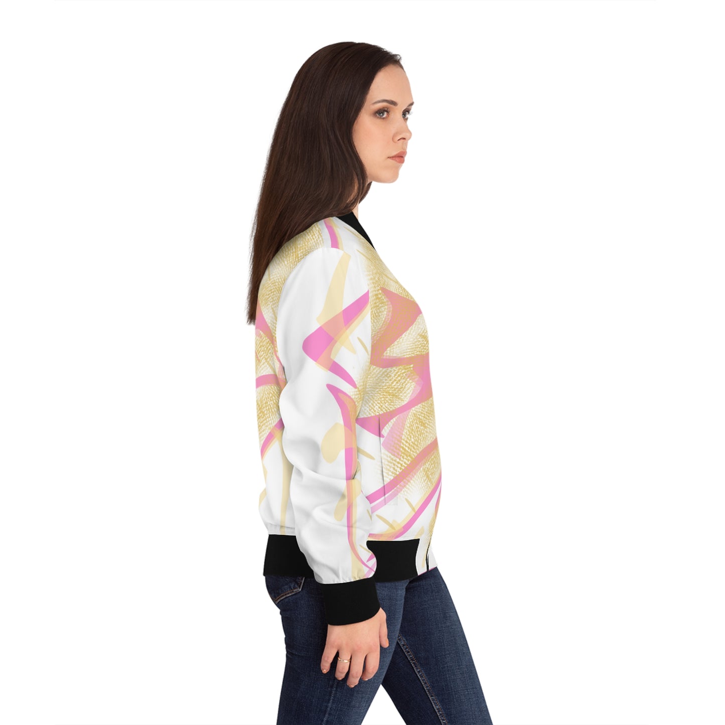 Nude Pink Women's Bomber Jacket (AOP)