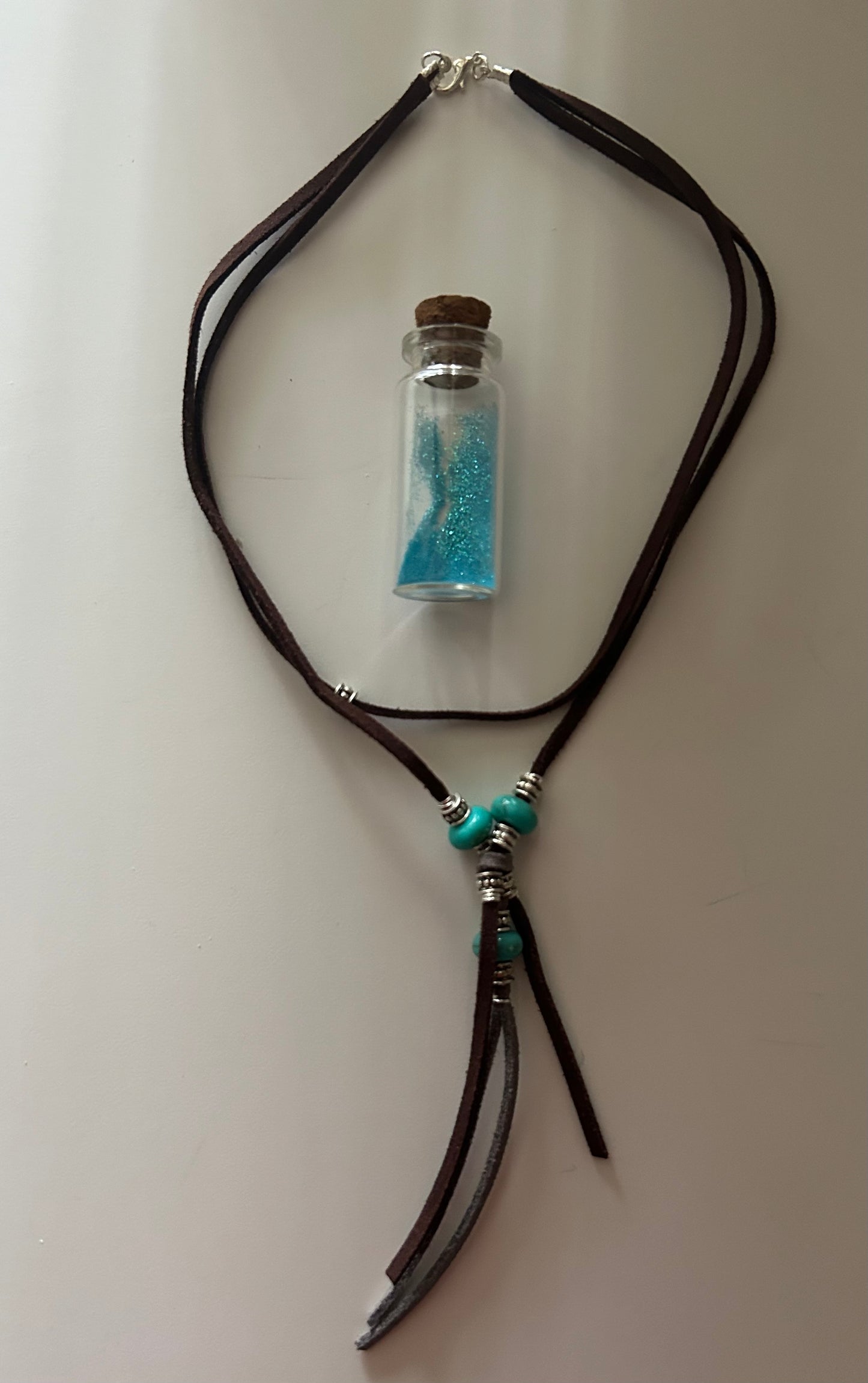 Handmade Double Bead Aqua Blue Chain