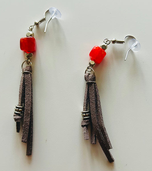 Handmade Glowing Red Earrings